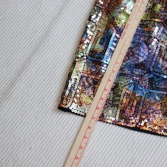 NWT Lida Baday Multicolor Sequin Skirt Graphic Print Made in Canada Size 12 - Picture 4 of 7